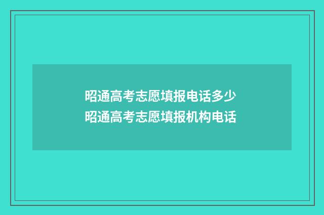 昭通高考志愿填报电话多少 昭通高考志愿填报机构电话