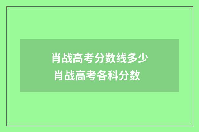 肖战高考分数线多少 肖战高考各科分数