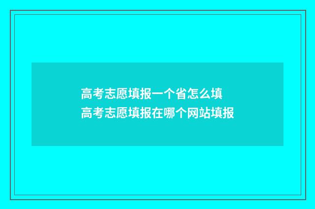 高考志愿填报一个省怎么填 高考志愿填报在哪个网站填报