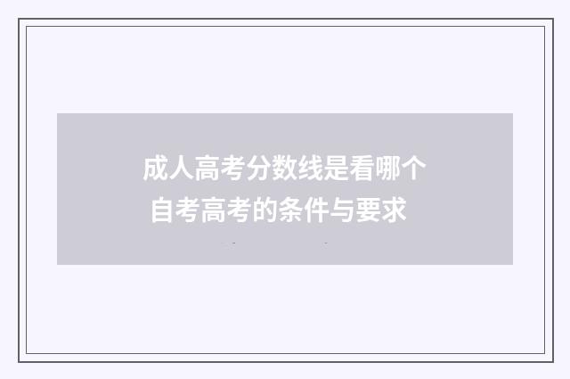 成人高考分数线是看哪个 自考高考的条件与要求