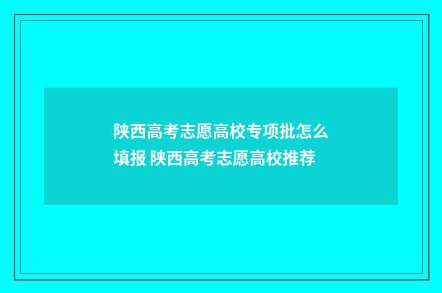 陕西高考志愿高校专项批怎么填报 陕西高考志愿高校推荐
