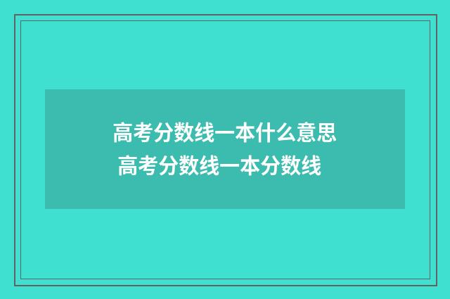 高考分数线一本什么意思 高考分数线一本分数线