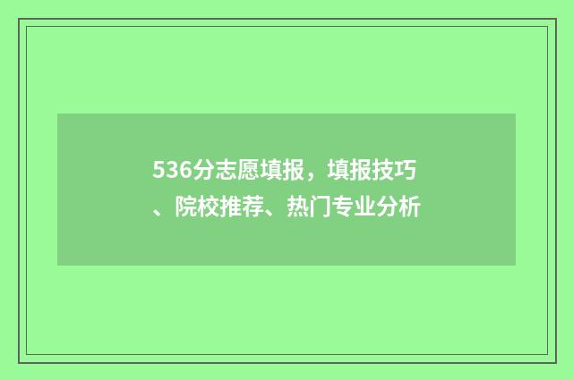 536分志愿填报,填报技巧、院校推荐、热门专业分析