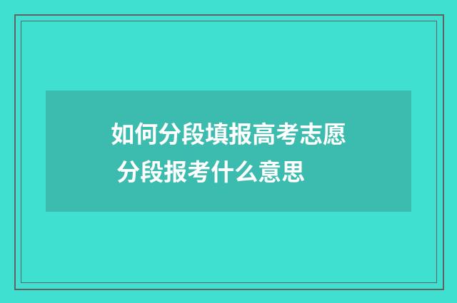 如何分段填报高考志愿 分段报考什么意思