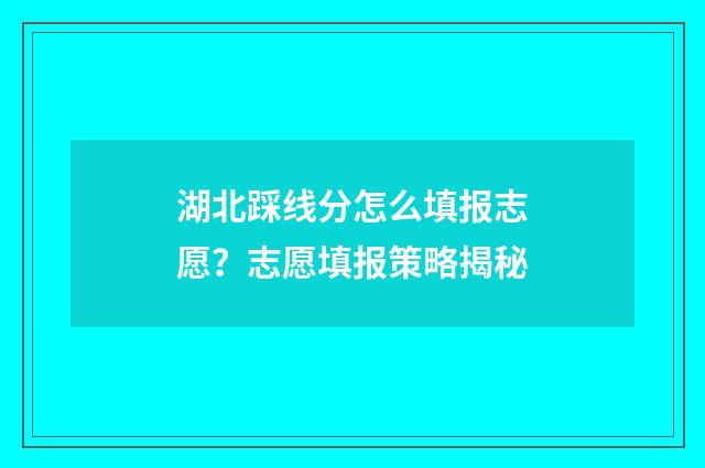 湖北踩线分怎么填报志愿?志愿填报策略揭秘