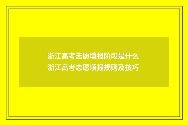 浙江高考志愿填报阶段是什么 浙江高考志愿填报规则及技巧