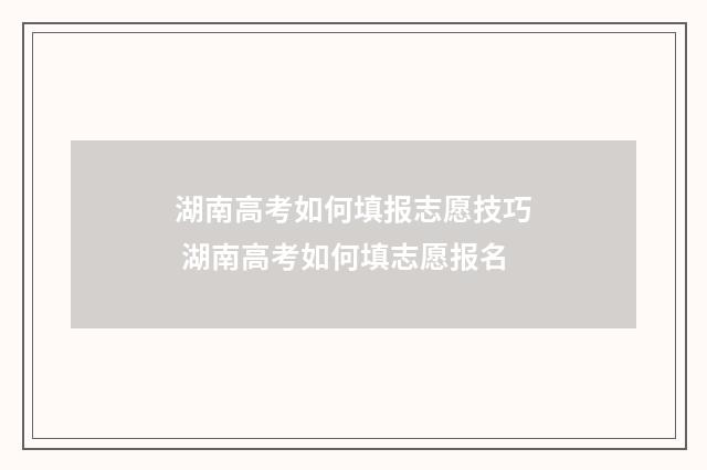 湖南高考如何填报志愿技巧 湖南高考如何填志愿报名