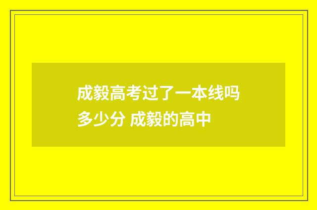 成毅高考过了一本线吗多少分 成毅的高中