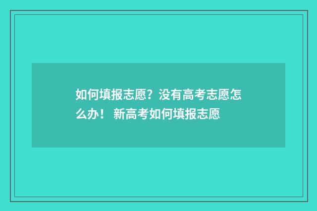 如何填报志愿？没有高考志愿怎么办！ 新高考如何填报志愿