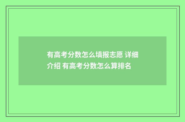 有高考分数怎么填报志愿 详细介绍 有高考分数怎么算排名