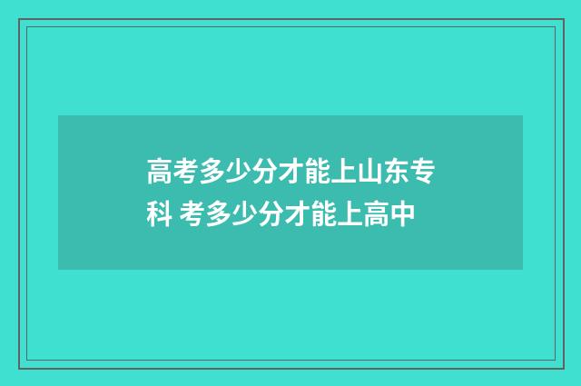 高考多少分才能上山东专科 考多少分才能上高中