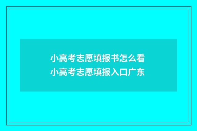 小高考志愿填报书怎么看 小高考志愿填报入口广东