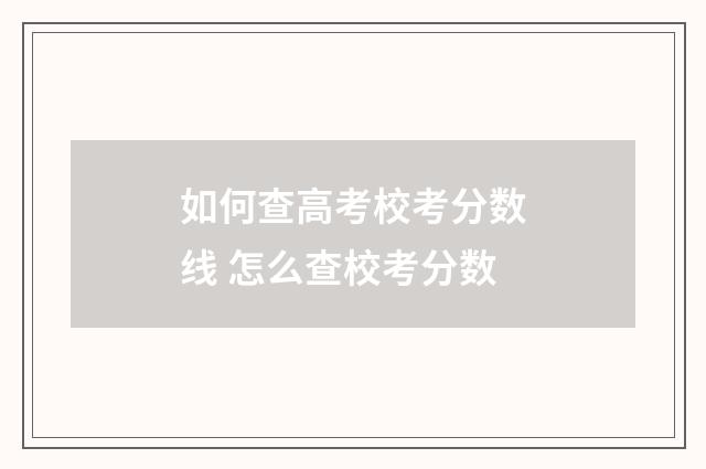 如何查高考校考分数线 怎么查校考分数