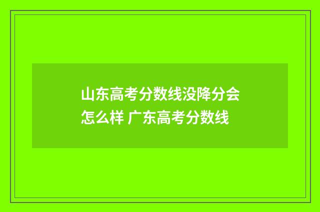 山东高考分数线没降分会怎么样 广东高考分数线
