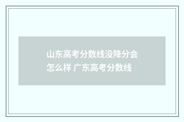 山东高考分数线没降分会怎么样 广东高考分数线