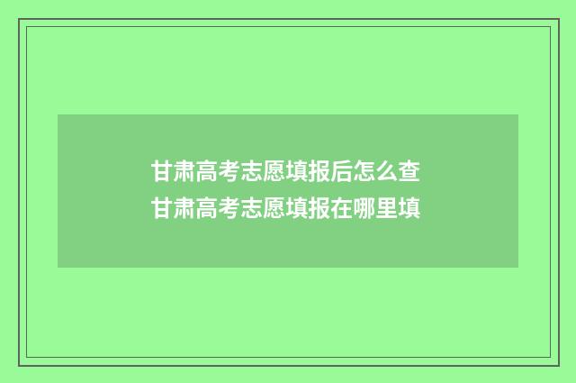 甘肃高考志愿填报后怎么查 甘肃高考志愿填报在哪里填