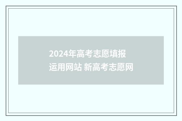 2024年高考志愿填报运用网站 新高考志愿网