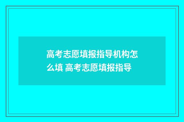 高考志愿填报指导机构怎么填 高考志愿填报指导