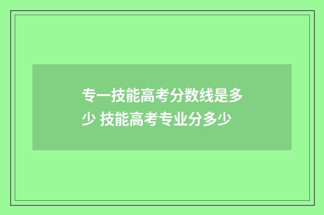 专一技能高考分数线是多少 技能高考专业分多少
