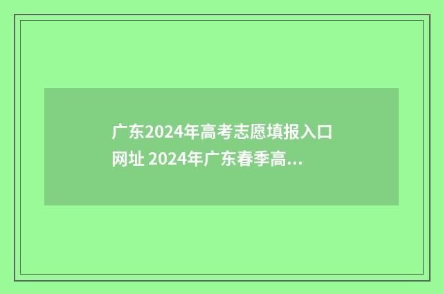 广东2024年高考志愿填报入口网址 2024年广东春季高考