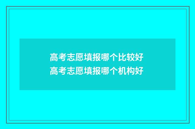 高考志愿填报哪个比较好 高考志愿填报哪个机构好