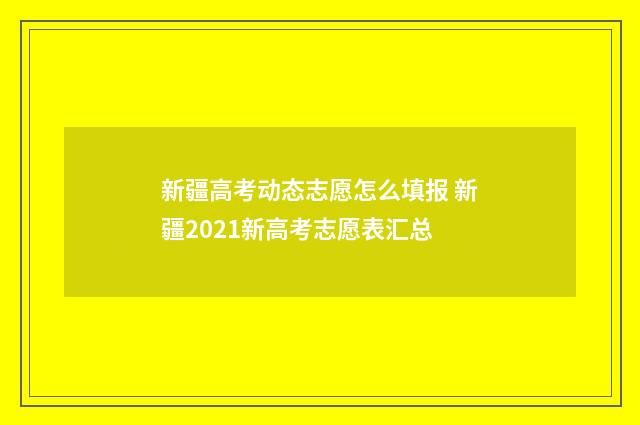 新疆高考动态志愿怎么填报 新疆2021新高考志愿表汇总