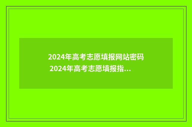 2024年高考志愿填报网站密码 2024年高考志愿填报指南电子版