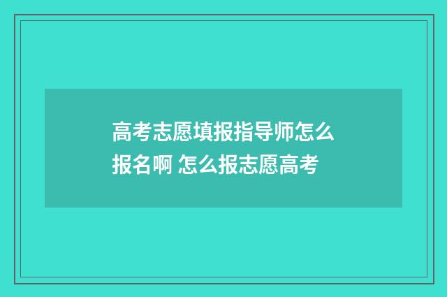 高考志愿填报指导师怎么报名啊 怎么报志愿高考
