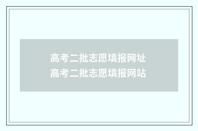 高考二批志愿填报网址 高考二批志愿填报网站