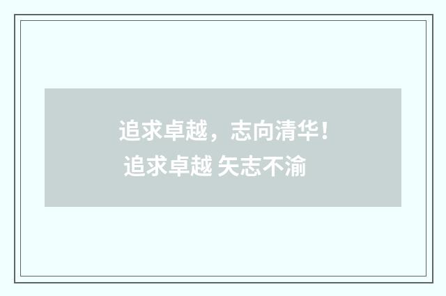 追求卓越，志向清华！ 追求卓越 矢志不渝