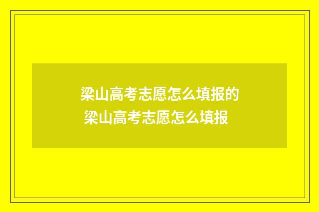 梁山高考志愿怎么填报的 梁山高考志愿怎么填报