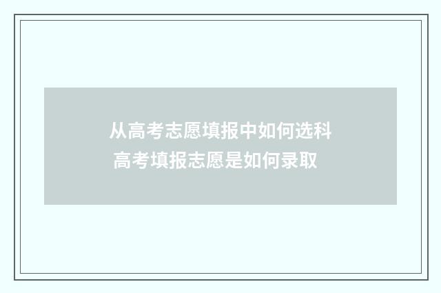 从高考志愿填报中如何选科 高考填报志愿是如何录取