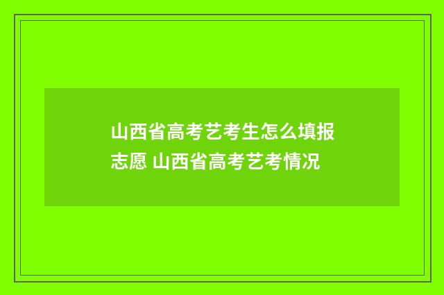山西省高考艺考生怎么填报志愿 山西省高考艺考情况