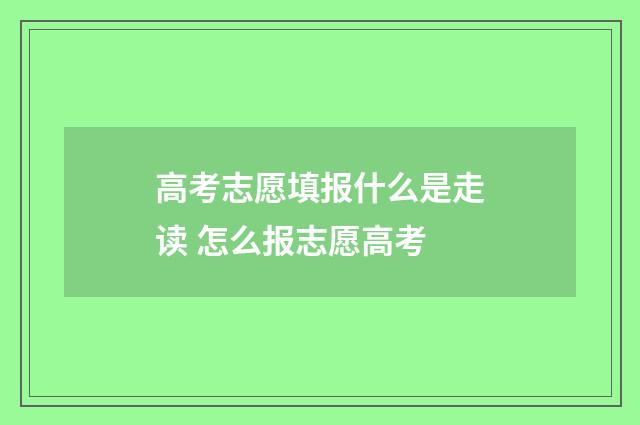 高考志愿填报什么是走读 怎么报志愿高考