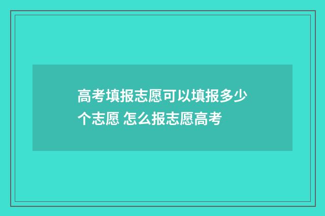 高考填报志愿可以填报多少个志愿 怎么报志愿高考