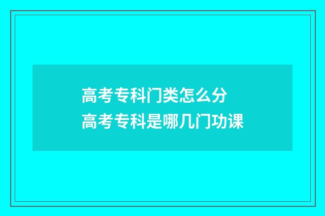 高考专科门类怎么分 高考专科是哪几门功课
