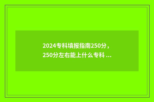 2024专科填报指南250分，250分左右能上什么专科 2024专科填报指南