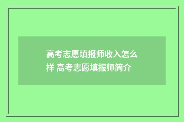 高考志愿填报师收入怎么样 高考志愿填报师简介