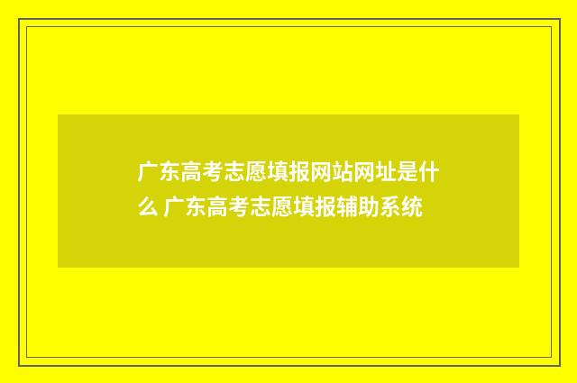 广东高考志愿填报网站网址是什么 广东高考志愿填报辅助系统