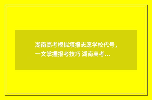 湖南高考模拟填报志愿学校代号，一文掌握报考技巧 湖南高考模拟填报网站
