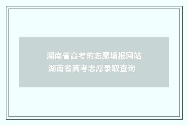 湖南省高考的志愿填报网站 湖南省高考志愿录取查询