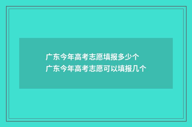 广东今年高考志愿填报多少个 广东今年高考志愿可以填报几个