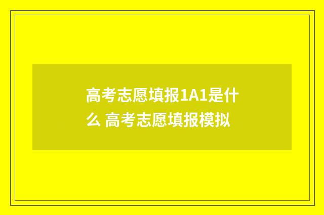 高考志愿填报1A1是什么 高考志愿填报模拟