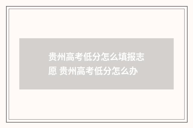 贵州高考低分怎么填报志愿 贵州高考低分怎么办