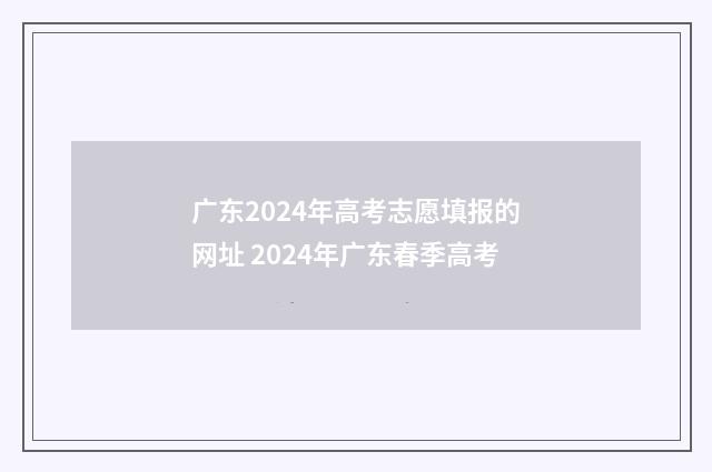 广东2024年高考志愿填报的网址 2024年广东春季高考