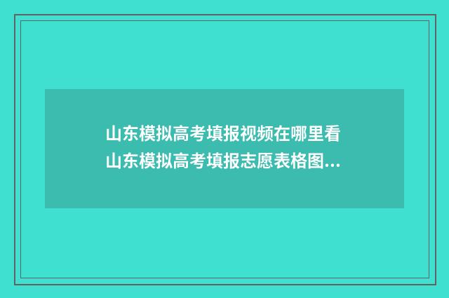 山东模拟高考填报视频在哪里看 山东模拟高考填报志愿表格图片
