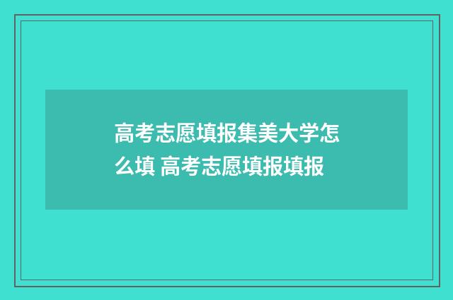 高考志愿填报集美大学怎么填 高考志愿填报填报