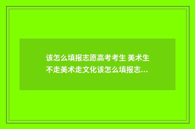 该怎么填报志愿高考考生 美术生不走美术走文化该怎么填报志愿