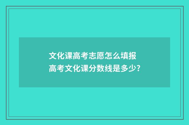 文化课高考志愿怎么填报 高考文化课分数线是多少?