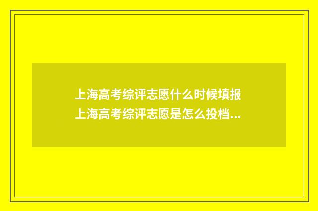 上海高考综评志愿什么时候填报 上海高考综评志愿是怎么投档的